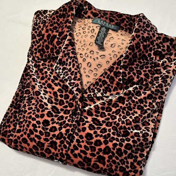 Lauren Ralph Lauren Women's 1X Velour Button Up Cheetah Shirt - Picture 1 of 10